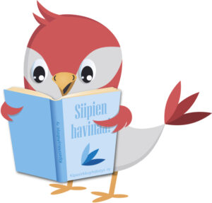 Lintu lukee kirjaa nimeltä Siipien havinaa! 